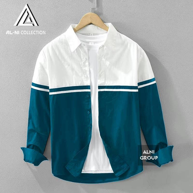 Alni Collection - Atasan Pria Lengan Panjang Kemeja Kekinian Elegant 4
