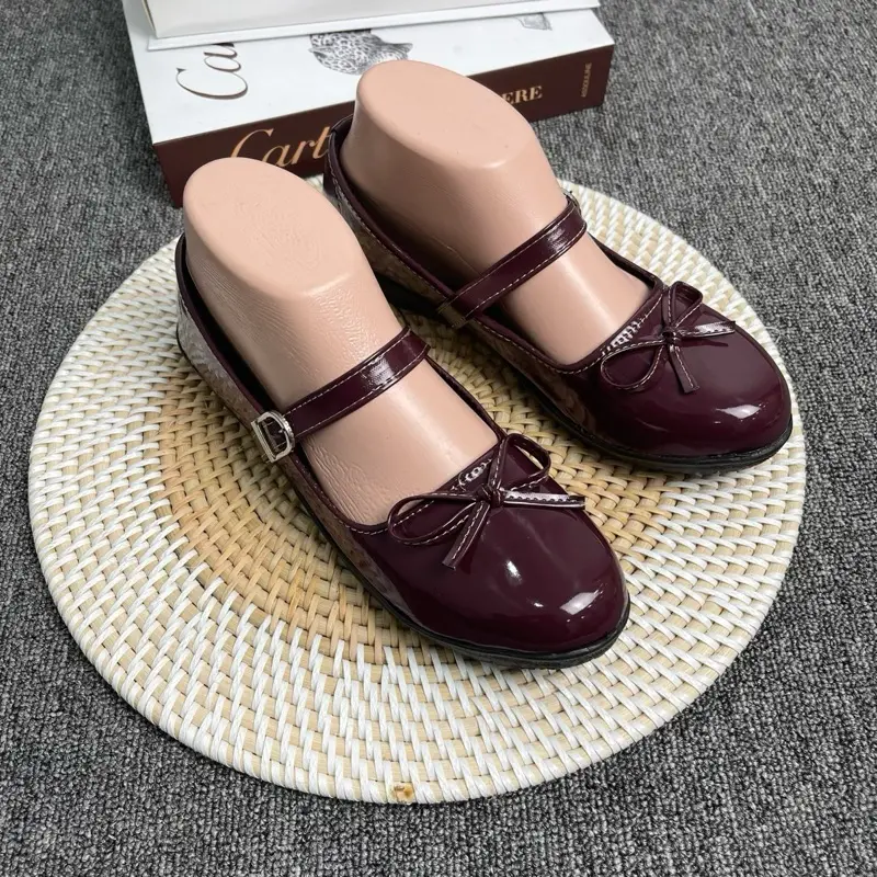 An Store Flat Shoes Sepatu Ballet Wanita Tali Gesper Pita Ribbon Hitam 3