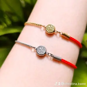 GELANG TANGAN Titanium Koin HOKI TALI MERAH - 51