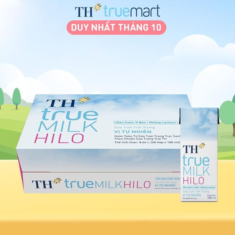 [Affiliate] Thùng 48 hộp sữa tươi tiệt trùng TH true MILK HILO vị tự nhiên 180ml (180ml x 48 hộp)