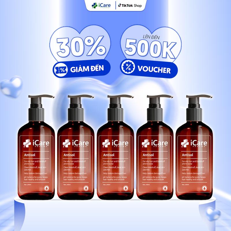 Combo 05 Chai Dầu Gội Sạch Gàu Antisol - Thương Hiệu iCare Pharma