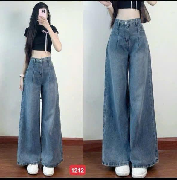 Quần Jean Nữ Dáng Suông Lưng Cao Vải Mềm Hack Dáng, Quần Baggy Jean Nữ Ống Rộng Mẫu Mới Thời Trang Anh Thư Boutique19 - BG1212