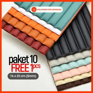 (PAKET 10PCS) Wallpaper Dinding Kulit Sticker Foam Ukuran 76x23cm (5mm) Wall Paper Dinding Kamar Rumah Waterproof