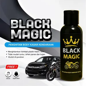 BLACK MAGIC Penghitam Body Motor Mobil Kusam Hitam Seperti Baru Bonus Sarung Tangan & Spons 60 ml Tahan Panas dan Hujan