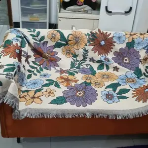 Alas Selimut Sofa | Alas Piknik Nyaman Minimalis Motif Bunga | Motif Labu Cover Sofa Lembut anti slip 90X180