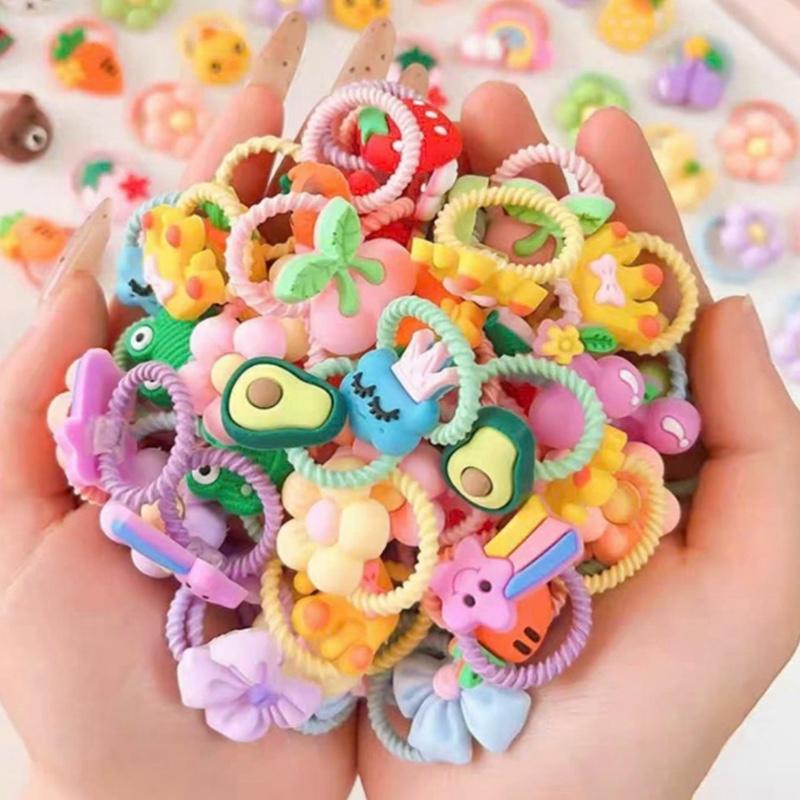 Túi 10 dây cột tóc cho bé siêu xinh mix hình dễ thương cho bé gái với nhiều mẫu đáng yêu như hoa trái cây và thú nhồi