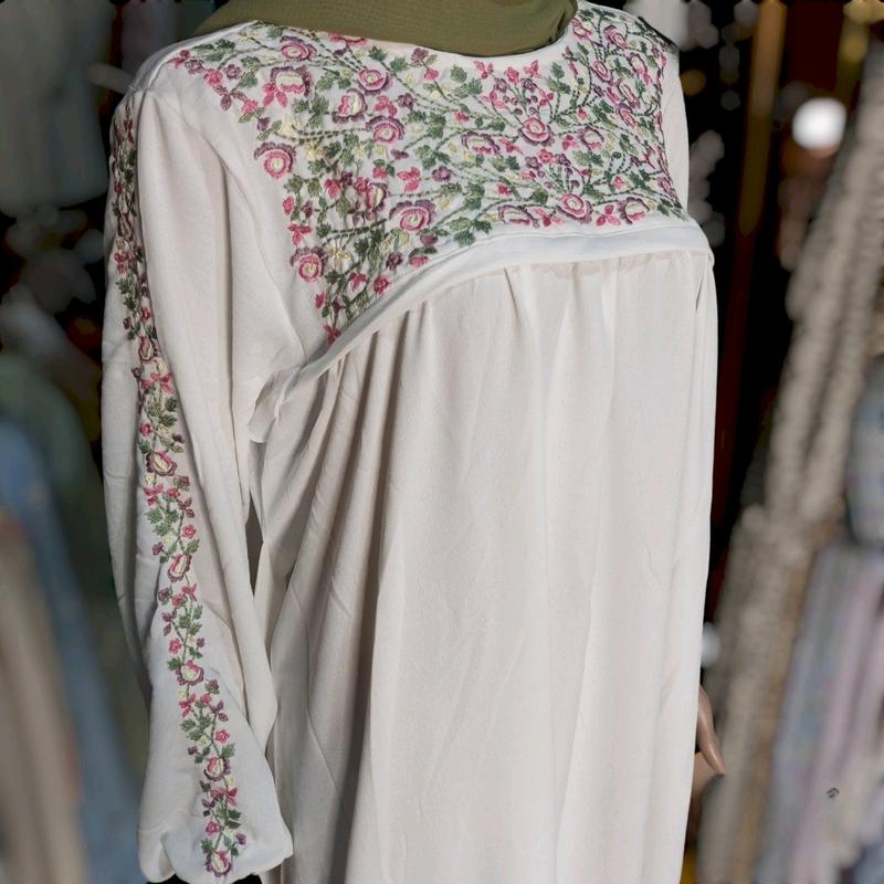 Arina Dress / Gamis Kekinian / Gamis Bordir / Putih / Gamis Raya Colection 4