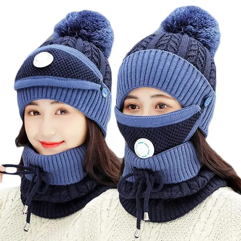 Kupluk Syal Masker 3 In 1 Khusus Wanita Korean Style Untuk Cuaca Dingin Import 3