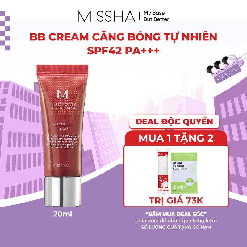 [ĐỘC QUYỀN][Tặng 1 Mask Freska bất kỳ + 1 Bông tẩy trang Horus] BB Cream Missha che khuyết điểm, chống nắng SPF4 20ml - Che phủ hoàn hảo, dưỡng ẩm và chống nắng cho da
