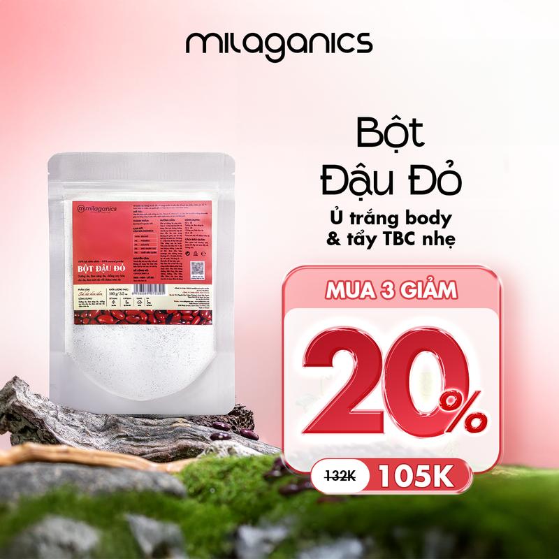 MUA 3 GIẢM 20% Bột Đậu Đỏ Nguyên Chất Mask Đắp Mặt Nạ Mụn Dưỡng Sáng Da Trắng Mịn Dành Cho Mọi Loại Da Khô Dầu Mụn Chăm Sóc Da Tẩy Tế Bào Chết Body MILAGANICS Skincare Làm Đẹp Da Dưỡng Da