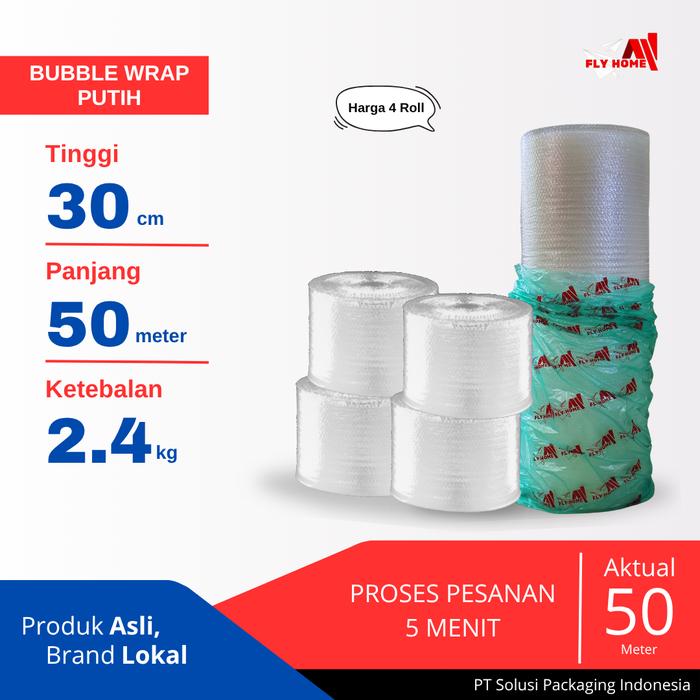 Gambar FLYHOME Bubble wrap putih 2,4kg potongan 30cm 4 roll 30x50meter - 2hitam 2putih dari Flyhome Brand Lokal Kota Depok Tokopedia
