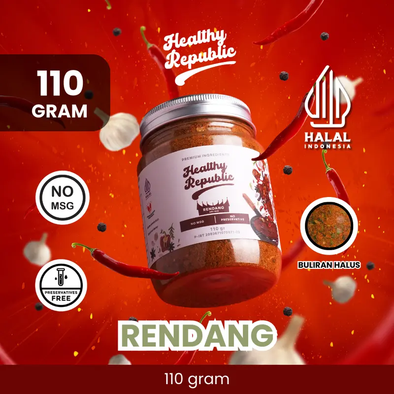 Healthy Republic Bumbu Marinasi Dry Rub 110 Gram Serba Guna HALAL [ RENDANG ] 0