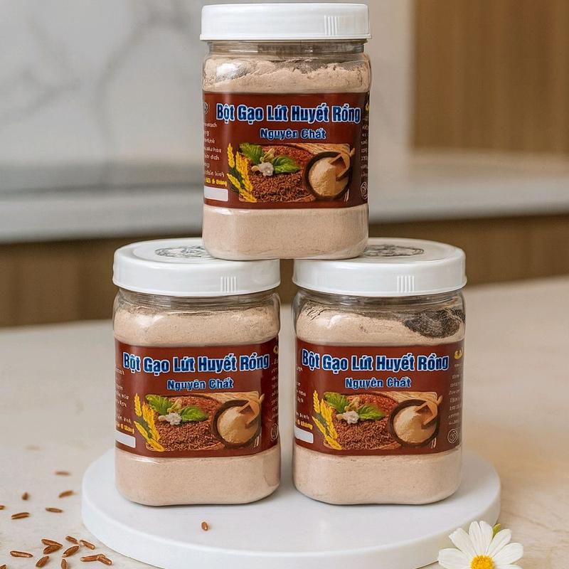 combo 3 hộp bột gạo lứt nguyên chất rang xay hộp 500gr không chứa đường