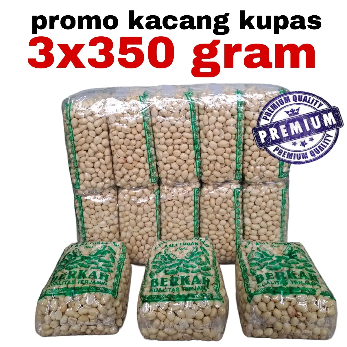 Paket 3 bungkus Kacang Tuban Kupas 350 gr  promo