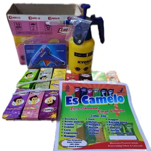 PAKET LENGKAP ALAT DAN BAHAN Bubuk es camelo murah 1kg 10 renceng GRATIS STICKER BANNER PROMOSI / paket hemat bubuk es camelo 100 pcs Coklat Merah Jeruk Pisang Anggur Drink Durian Jambu Gum Mangga Vanila Minuman Manis Choco Instan Serbuk