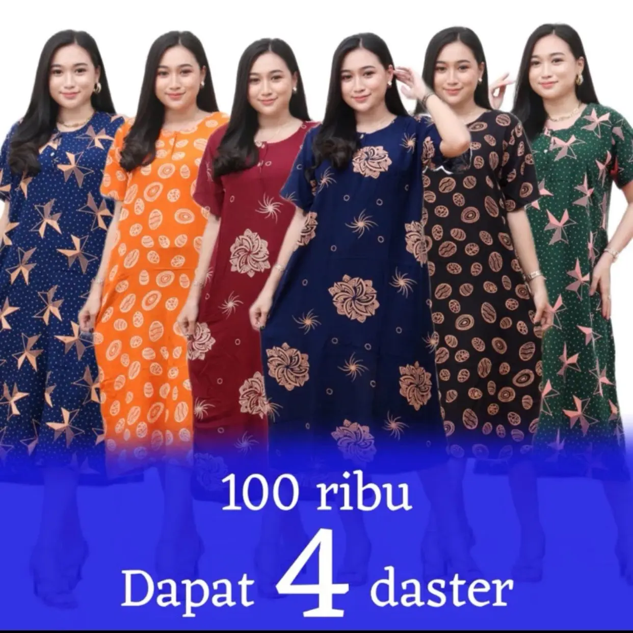 Daster Busui Bumil Bahan Rayon 100 Ribu Dapat 4 Paket Usaha Kancing Busui Hamil Wanita Adem dan Tidak Nerawang Motif Bunga Kekinian Lengan Pendek