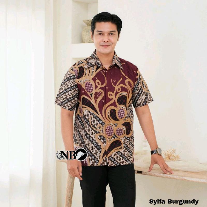 [BISA COD] HEM BATIK PRIA BAHAN KATUN PRIMA Grade A - MOTIF KEKINIAN Cowok Formal casual Blue Shirts Baju Couple Seragam Kerja Keren 1