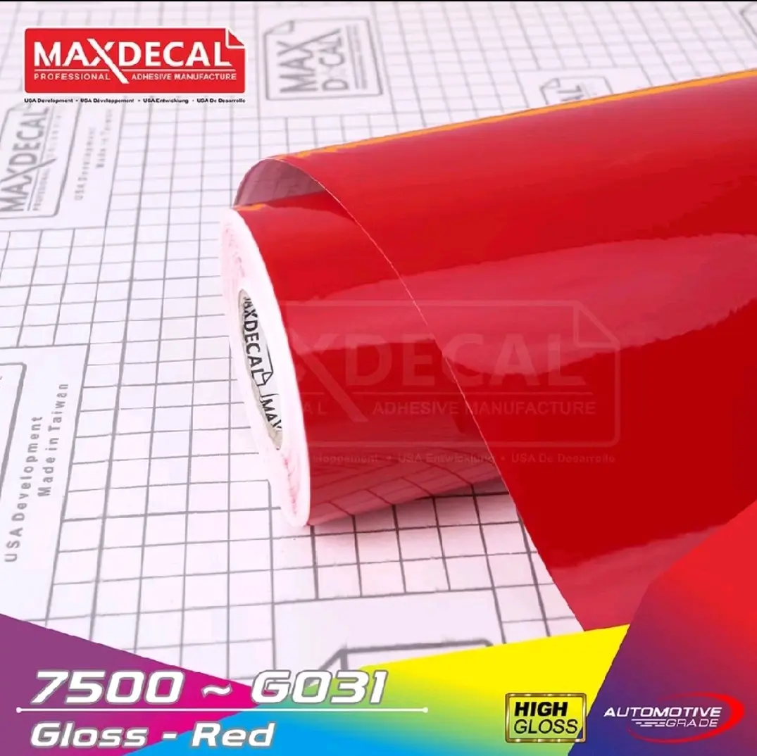 sticker skotlet maxdecal merah glossy mengkilap vynil lentur ukuran 45x50cm