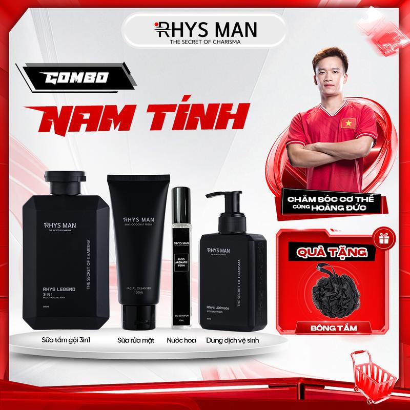 Quà Tặng cho bạn trai, người yêu, chồng - gồm Sữa tắm gội nam 3in1 350ml & Sữa rửa mặt nam 100ml & Dung dịch vệ sinh nam 120ml -&Nước hoa 10ml