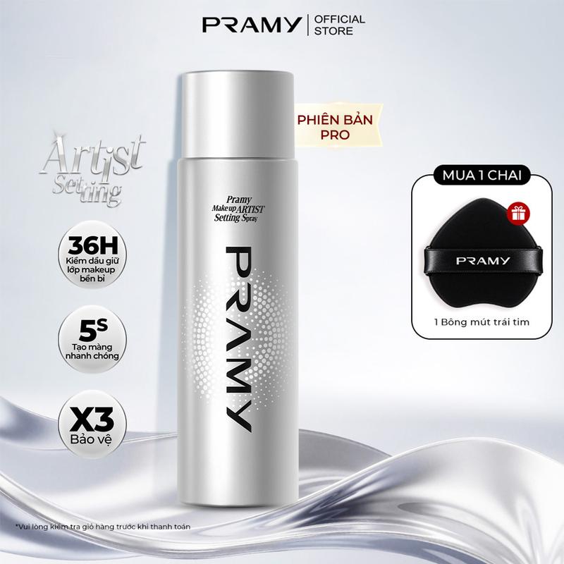 PRAMY Xịt Khoá Nền Makeup Artist Khóa Chặt Lớp Trang Điểm Bền Bỉ 36H Kiềm Dầu Lâu Trôi Dưỡng Ẩm Setting Spray 100ml