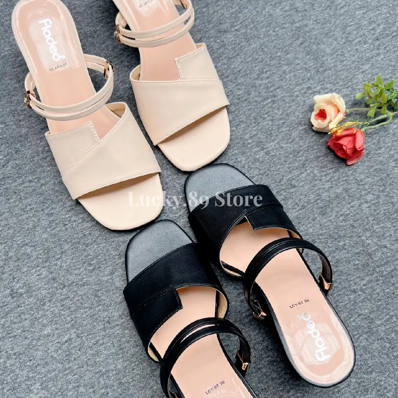FLADEO Sendal Wanita Heels 5cm Sandal Elegant Hak 5 cm Tali Belakang Shoes 0