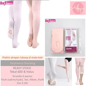 Stocking Ballet Convertible Stockings Stirrup Legging Pants Celana untuk Tari Balet Gymnastics Kontemporer Contemporary Dance Flesh Tan Hitam Putih