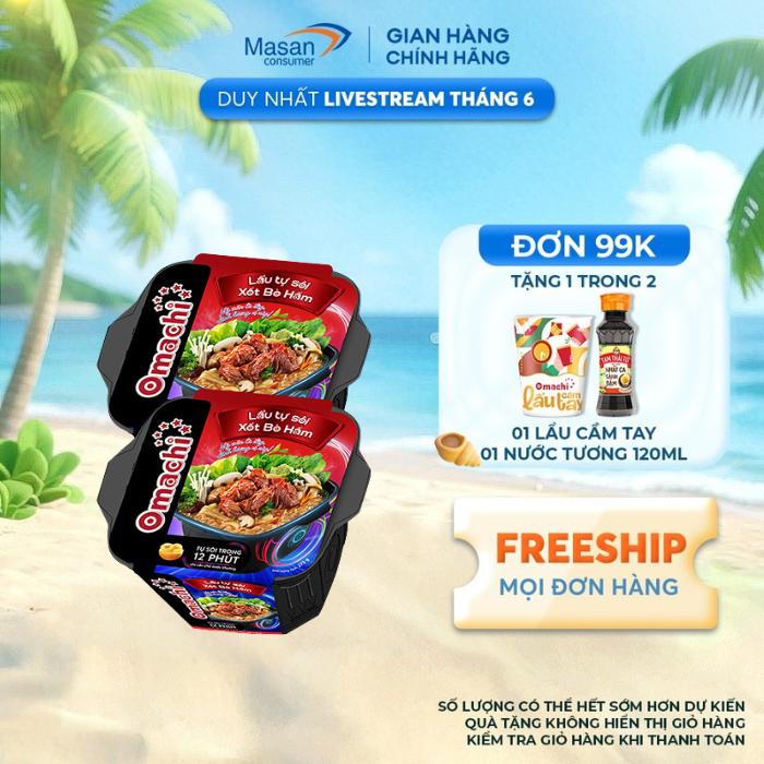 Combo 2 Omachi lẩu tự sôi xốt bò hầm 273g