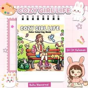 Buku Mewarnai COZY GIRL LIFE COLORING BOOK, COLORING BOOK KIDS, Coloring book adult, buku gambar, buku mewarnai anak, buku mewarnai dewasa, buku gambar