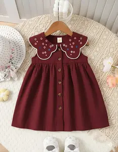 MILEA DRESS ANAK PEREMPUAN EMBRODERY 1-5 TAHUN RAYON TWILL PREMIUM FULL KANCING DEPAN