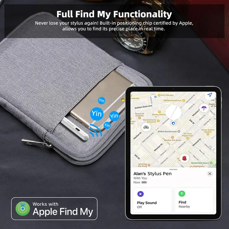 GOOJODOQ GD14 2024 New Stylus Pen with Ipad Find My App and Custom Hotkeys for mini5 6 Air4 5 6 Pro11 13 12.9 2018-2024 1