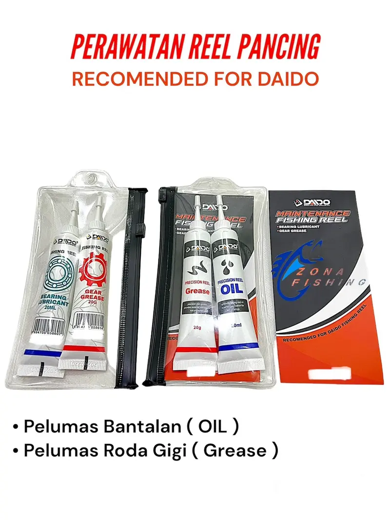 Product Introduction of Pelumas Reel Oil Grease Daido For Baitcasting / Spinning Minyak Reel Pancing Isi 2 1