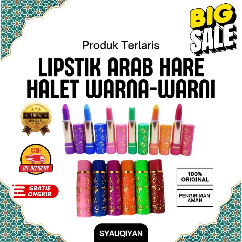 LIPSTIK HARE ARAB Halet Warna Warni Untuk Oleh-oleh Haji Umroh Menutrisi Bibir Pertoleum Jelly seharga Rp10.000. Dapatkan sekarang juga! Wanita Lipstick Lipgloss Gloss Merah Biru 1