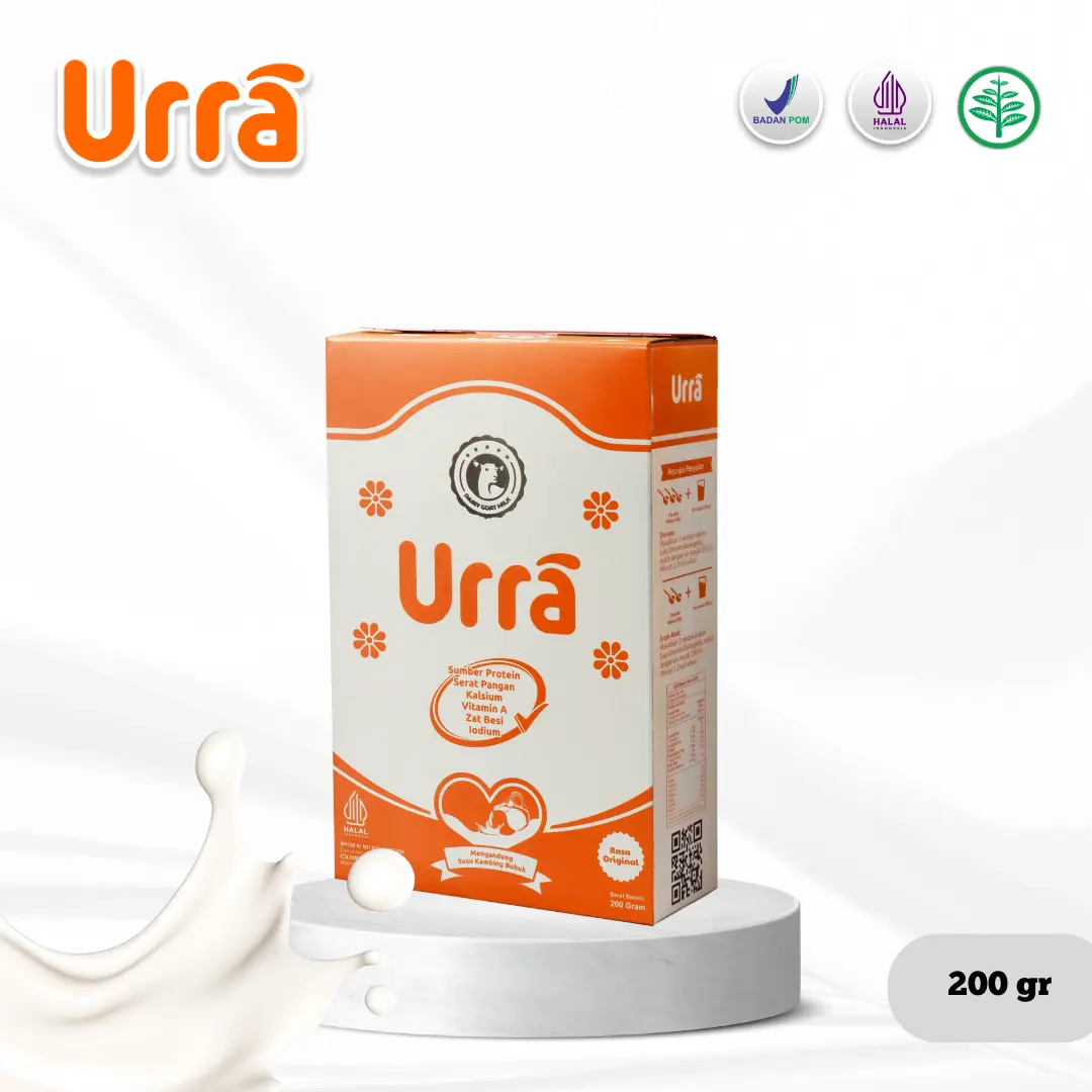 Urra Susu Bubuk Kambing Saneen Asli Original 200gr - Tinggi Kalsium Rendah Lemak Untuk Kesehatan Tulang, Sendi dan Pernafasan Halal & BPOM Untuk Anak & Dewasa - Diary Milk Etawa - Paket 1 Box