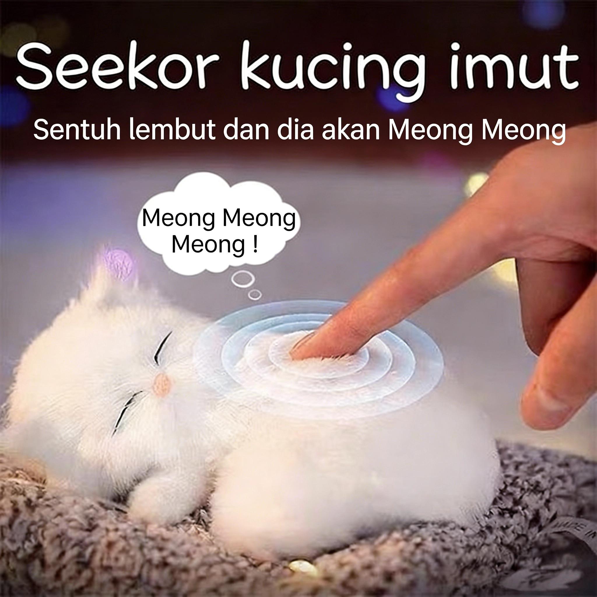 Boneka Kucing Meong Interaktif | Sentuhan & Bunyi Nyata | Dekorasi Meja Kerja
