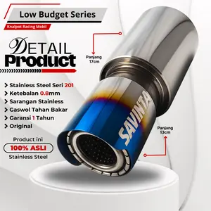 SAVINTA Knalpot Mobil Racing Exhaust Muffler Universal Suara Ngebass Dalam Halus Menggelegar Premium Full Stainless Steel Anti Karat Variasi Aksesoris Mobil Sport Elegan Cocok Untuk Segala Jenis Mobil Modifikasi