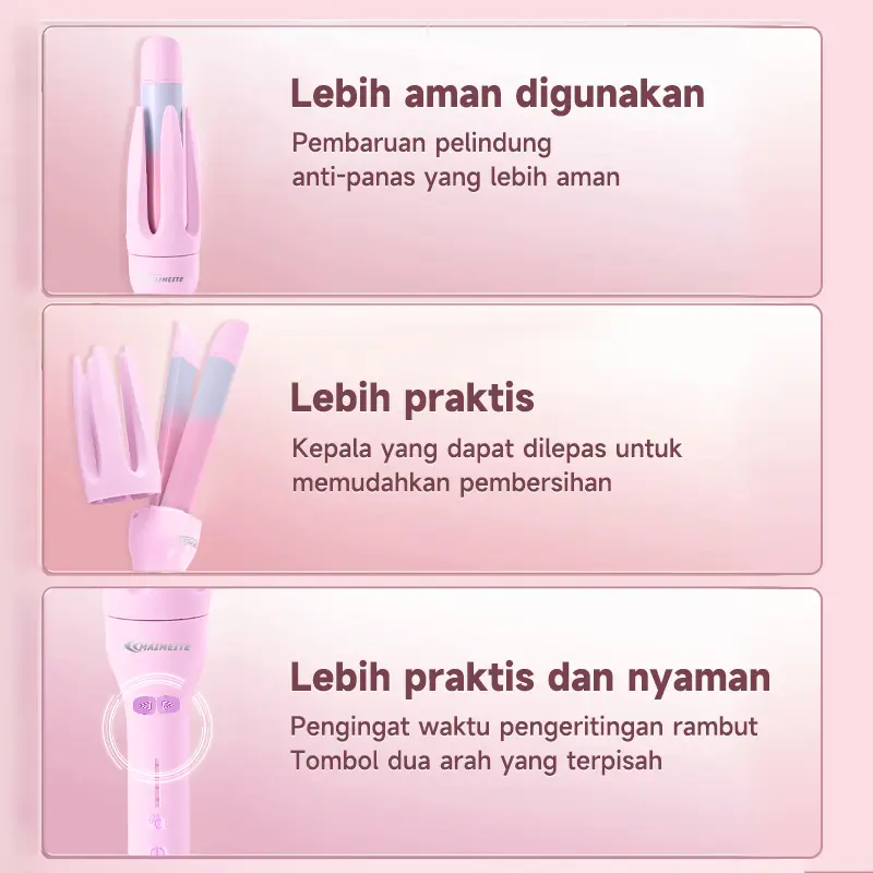 MAIMEITE 2in1 Catokan Curly Otomatis Catokan Keriting Rambut Otomatis Lon Negatif Catokan Rambut Curly Rambut Panas Cepat Pengingat 4