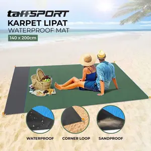 TaffSPORT Karpet Lipat Matras Camping Piknik Waterproof Mat 140x200cm Tahan Air & Pasir Dilengkapi Tas Pengunci