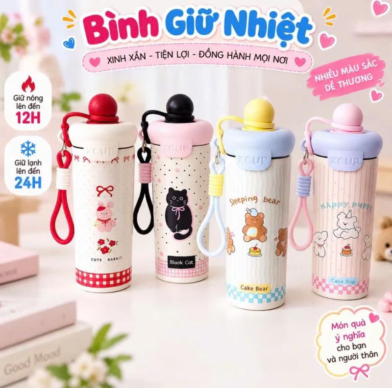 Bình Giữ Nhiệt XCUP 600ml Inox Có Ống Hút, Giữ Nhiệt Lâu, Tiện Lợi Có Thể Mang Theo , Phù Hợp Với Học Sinh, Nhân Viên