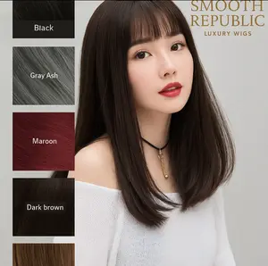 Wig Full Lace Rambut Palsu Wanita Panjang Berponi ( COD - READY STOK ) Korean Version Wig Long Half High Quality WIG1, 578 //789 Hairclip Black Gold
