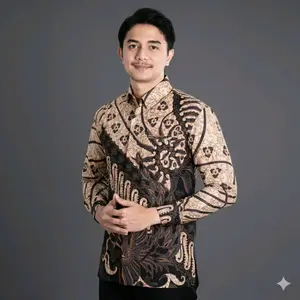 Kemeja batik pria lengan Panjang terbaru motif Wisanggeni size M L Xl XXL Kerja Printing Nyaman Keren