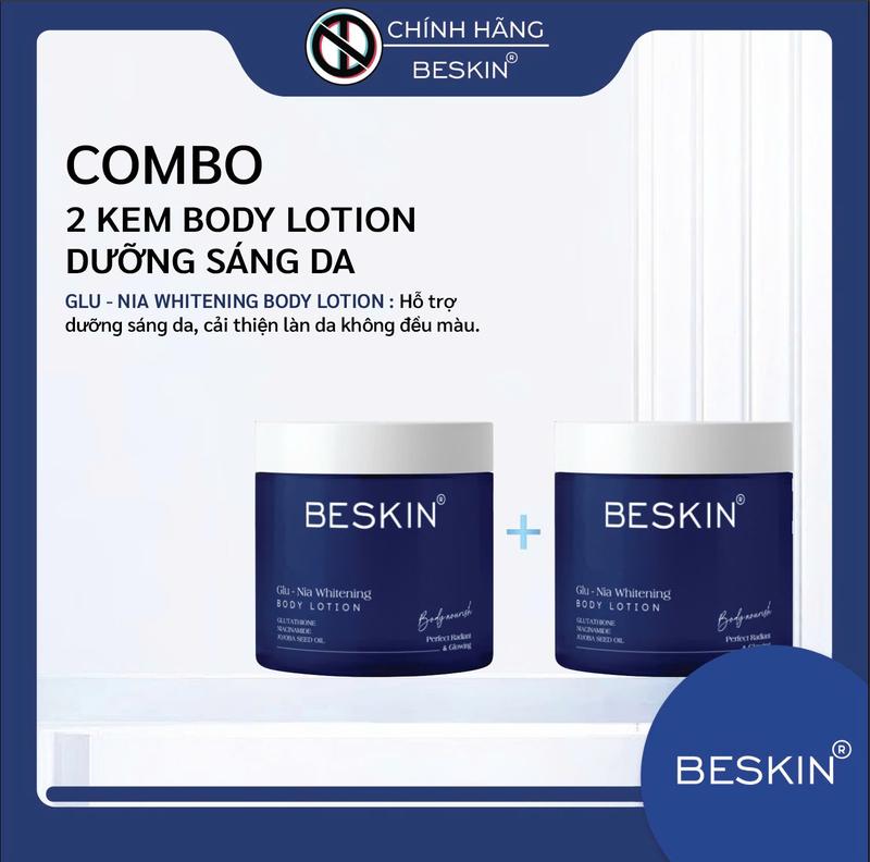   BE-01  COMBO 2 KEM BODY LOTION DƯỠNG SÁNG DA "GLU - NIA WHITENING BODY LOTION" - Trọng Lượng: 200g - Thương Hiệu: Beskin 