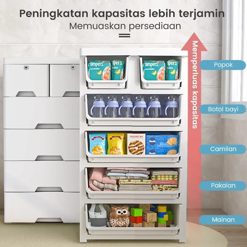 【VALUEDA】Lemari Pakaian/Lemari Pakaian Anak/Lemari Import/Kabinet Drawer Storage Cabinet Ukuran Jumbo Penyimpanan rumah 4