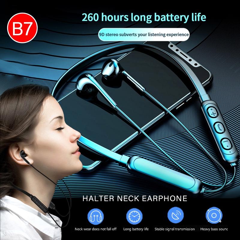 Tai nghe Bluetooth , dây đeo cổ từ tính, có mic, giảm tiếng ồn, âm trầm 2