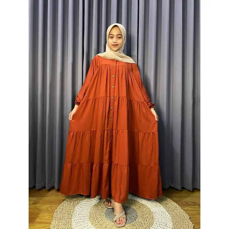 SHAFIYA MAXI DRESS PJ 140 ETALASE SPECIAL RAMADHAN BAHAN RAYON TWILL PREMIUM FULL KANCING AKTIF 3