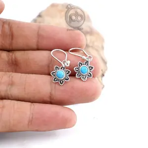 Anting Wanita Perak 925 Natural Turquoise Hook Jawan Sekar Lilyqueen