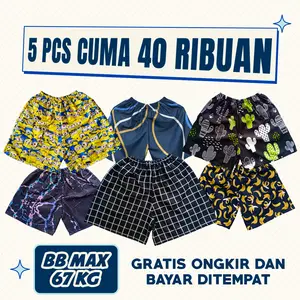 Promo 5pcs Celana Boxer Pria kolor kekinian Cowok Wanita Distro unisex santai shorts motif pendek nyaman Dewasa Keren Katun