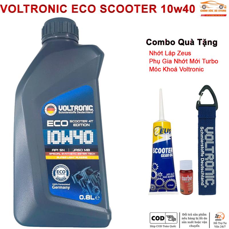 nhớt tay ga Voltronic ECO Scooter - Tặng Kèm 1 Láp Zeus, 1 Phụ Gia Nhớt Mới Xado Very Turbo Và 1 Móc Khoá Voltronic
