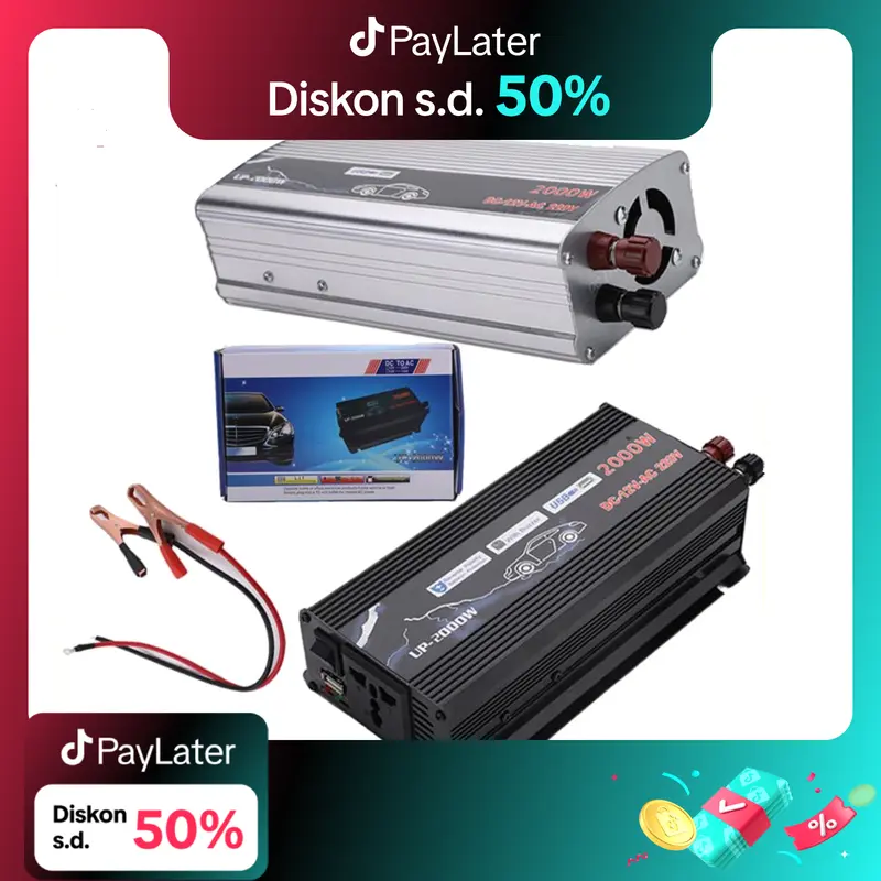 Car Power Inverter 1000Watt/2000 Watt Mobil Pure Sine Wave DC 12V 24V AC 220V Mengubah Arus Listrik Mobil 0