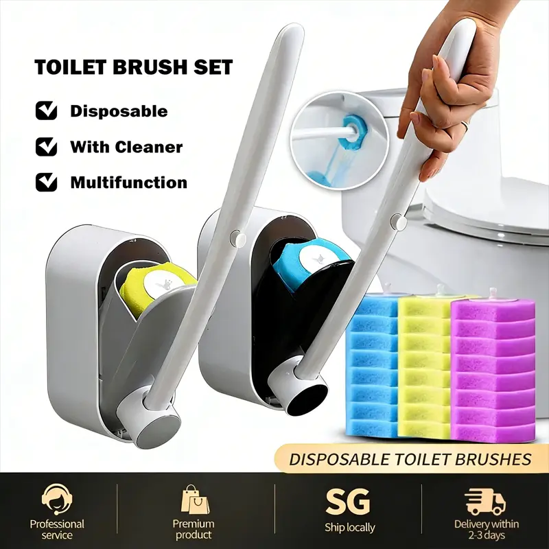 Disposable Toilet Brush Cleaner Bathroom Cleaning Brush With Replaceable Brush Head Toilet Cleaning Tool Kit Wc Home Accessories - 15 - View #2