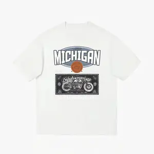 Kaos hitam putih trendi untuk pria dan wanita, gaya musim panas, retro Amerika, longgar, melangsingkan, serbaguna. Atasan lengan pendek bermotif, gaya high-street.